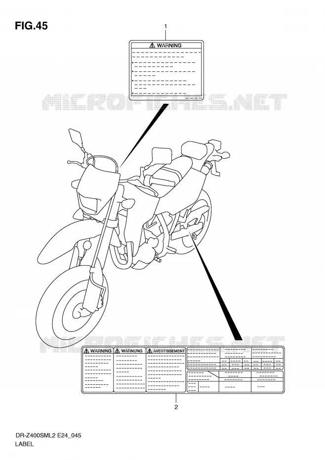 ETIKET Suzuki MOTO 400 DR-Z 2012  DR-Z400SML2(E24)