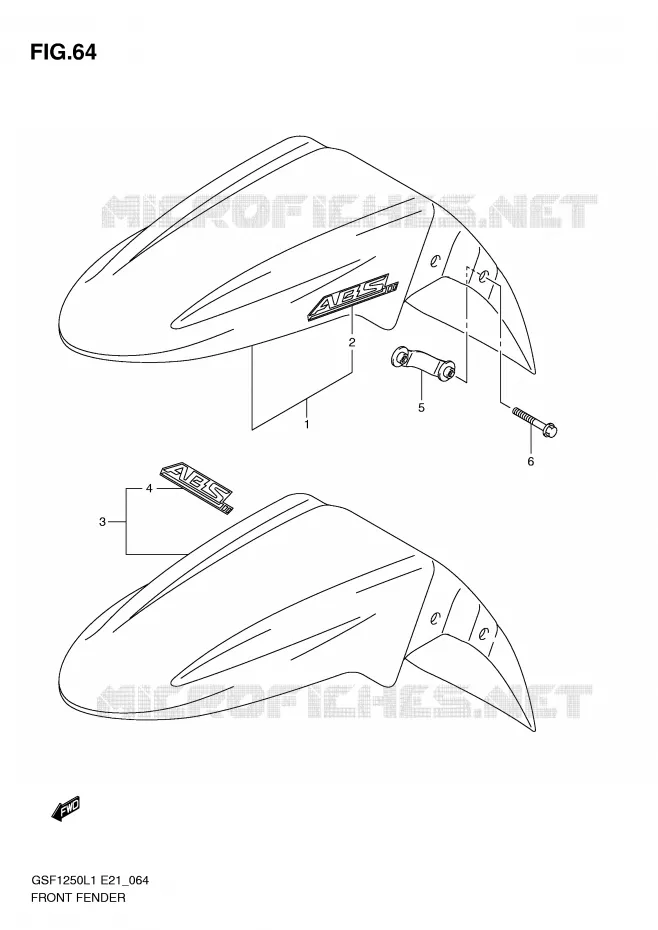 FRONT FENDER (GSF1250AL1 E21) Suzuki MOTO 1250 BANDIT 2011  GSF1250L1(E21)