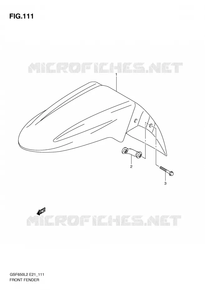FRONT FENDER (GSF650L2 E21) Suzuki MOTO 650 BANDIT 2012  GSF650AL2(E21)