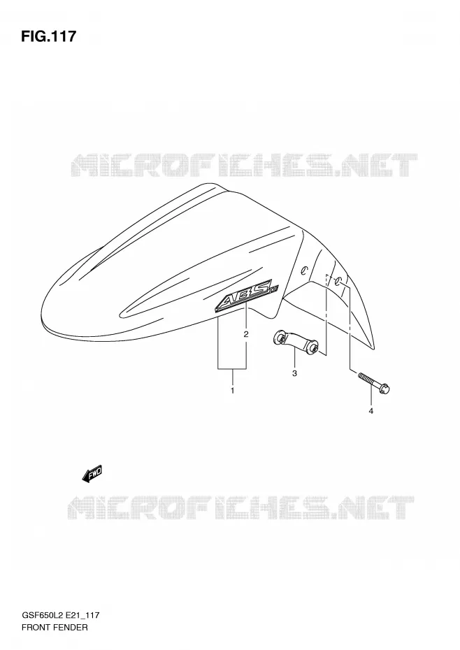 FRONT FENDER (GSF650SAL2 E21) Suzuki MOTO 650 BANDIT 2012  GSF650SAL2(E21)