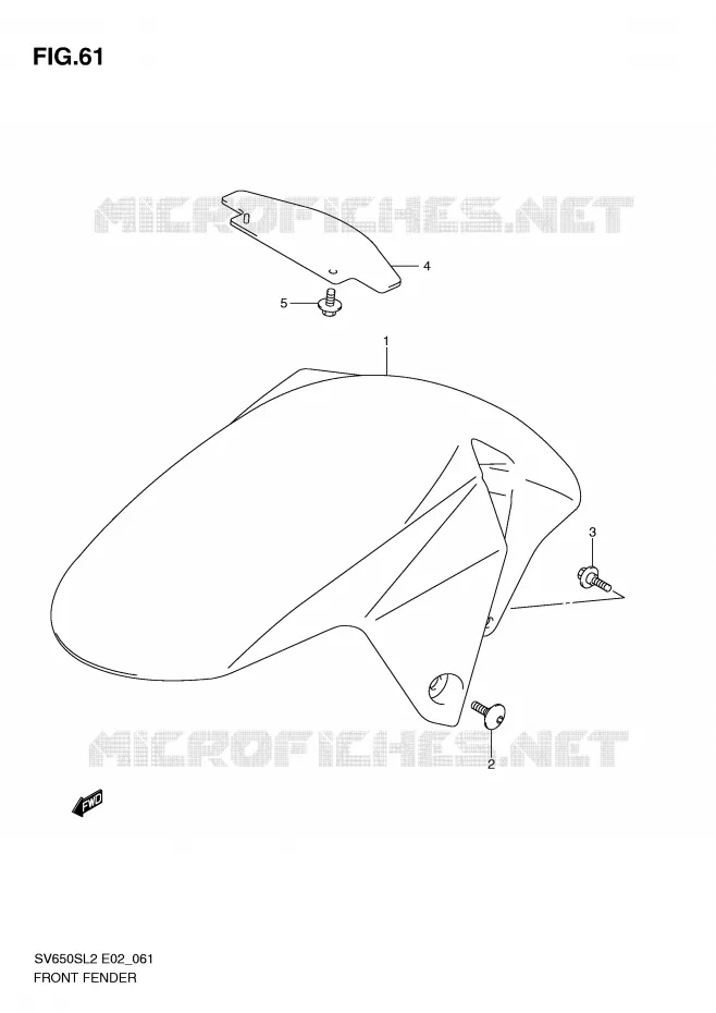FRONT FENDER (SV650SL2 E2) Suzuki MOTO 650 SV 2012  SV650SAL2(E02)