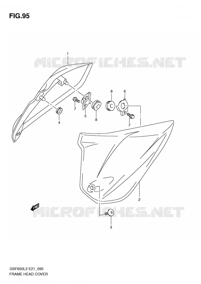 FRONT FRAME COVER (GSF650L2 E21) Suzuki MOTO 650 BANDIT 2012  GSF650UAL2(E21)