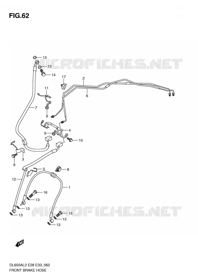 FRONT REMSLANG Suzuki MOTO 650 V-STROM 2012  DL650AL2(E28)