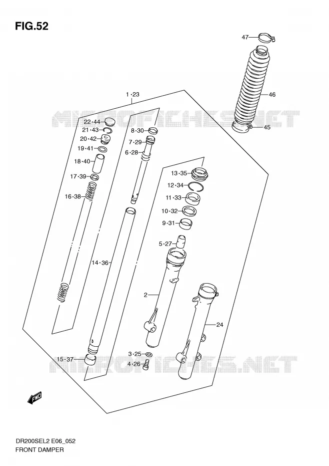 FRONT SCHOKDEMPER Suzuki MOTO 200 DR 2012  DR200SEL2(E06)