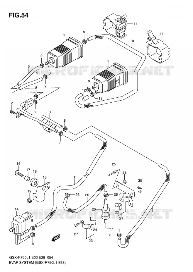 FUEL EVAP SYSTEM (GSX-R750L1 E33) Suzuki MOTO 750 GSX-R 2011  GSX-R750L1(E3)