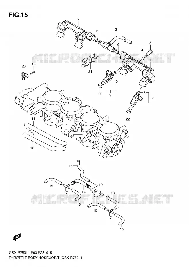 GASKLEPHUIS SLANG / JOINT (GSX-R750L1 E3) Suzuki MOTO 750 GSX-R 2011  GSX-R750L1(E3)