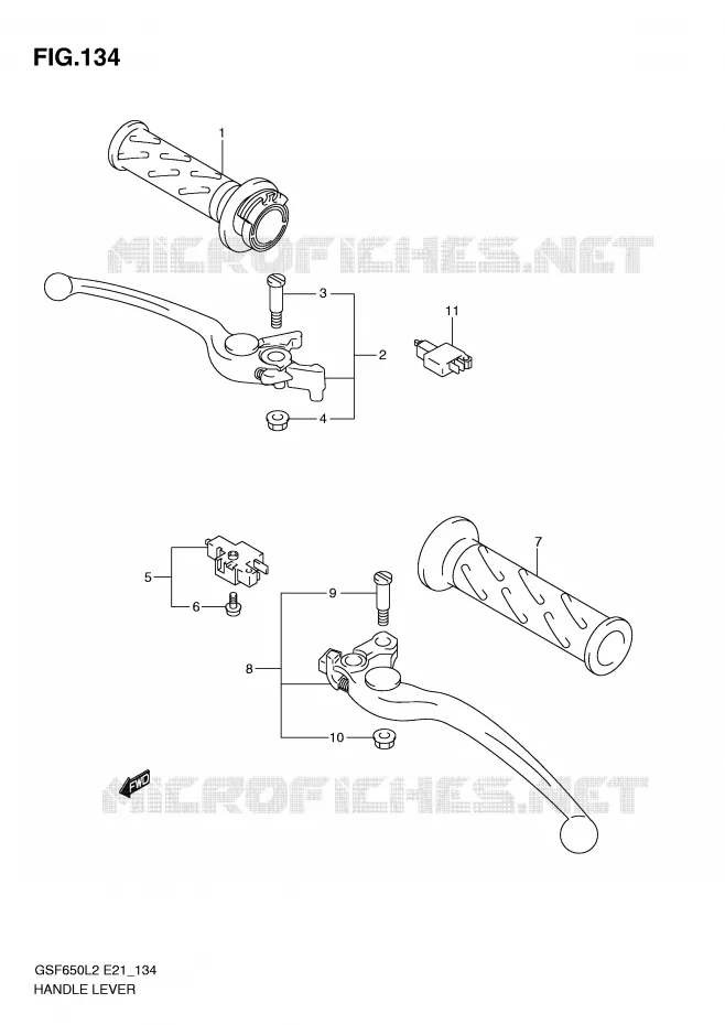 HEFBOMEN - HANDGRIPS (GSF650SUAL2 E21) Suzuki MOTO 650 BANDIT 2012  GSF650UAL2(E21)