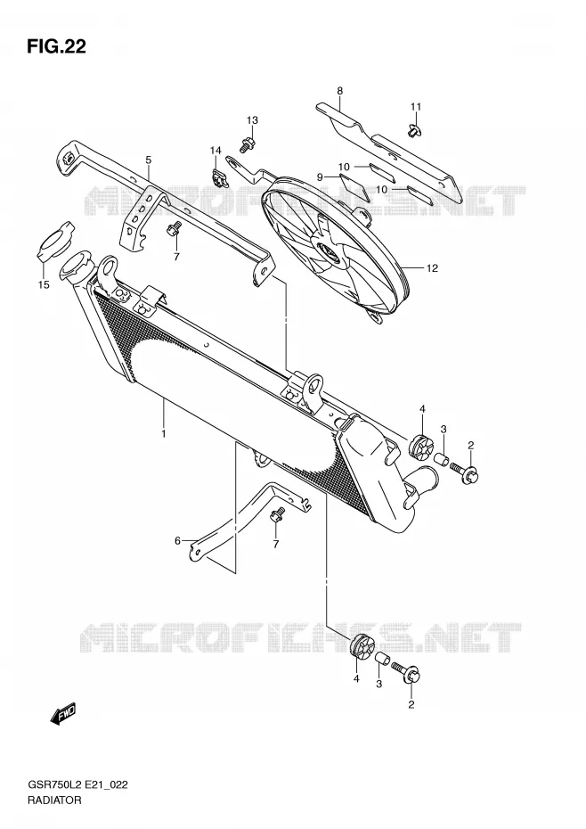 RADIATOR (GSR750AL2 E24) Suzuki MOTO 750 GSR 2012  GSR750AL2(E21)