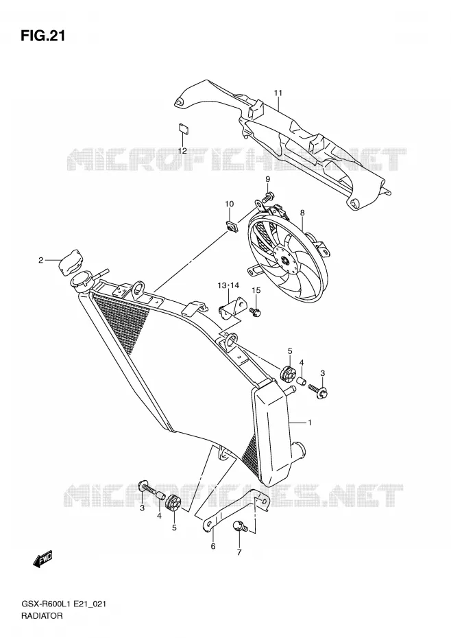 RADIATOR (GSX-R600UFL1 E21) Suzuki MOTO 600 GSX-R 2011  GSX-R600UEL1(E21)
