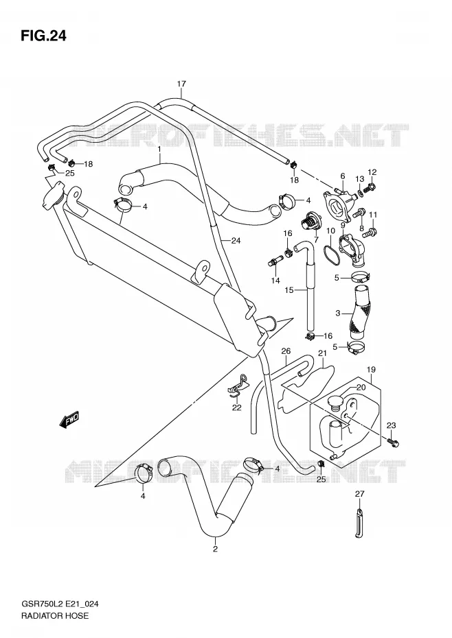 RADIATOR SLANG Suzuki MOTO 750 GSR 2012  GSR750L2(E21)