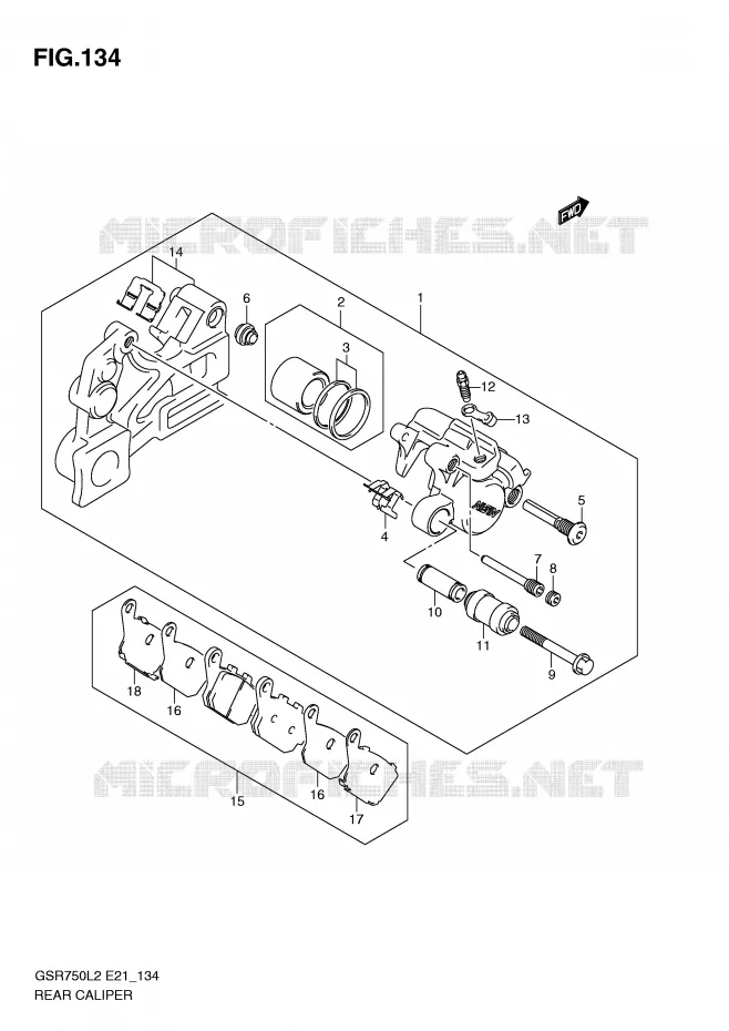 REAR CALIPER (GSR750UEL2 E21) Suzuki MOTO 750 GSR 2012  GSR750UEL2(E21)