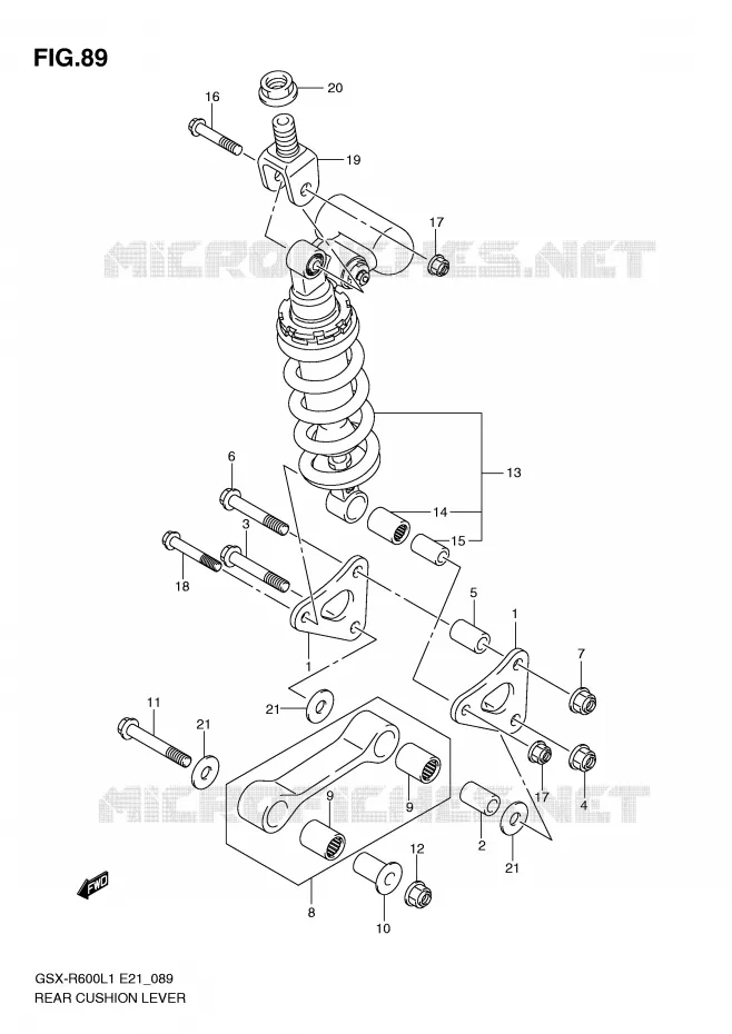 SCHOKBREKER AANEENSCHAKELING (GSX-R600UFL1 E21) Suzuki MOTO 600 GSX-R 2011  GSX-R600UEL1(E21)