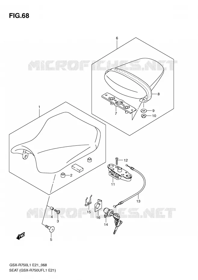 SEAT (GSX-R750UFL1 E21) Suzuki MOTO 750 GSX-R 2012  GSX-R750UFL1(E21)