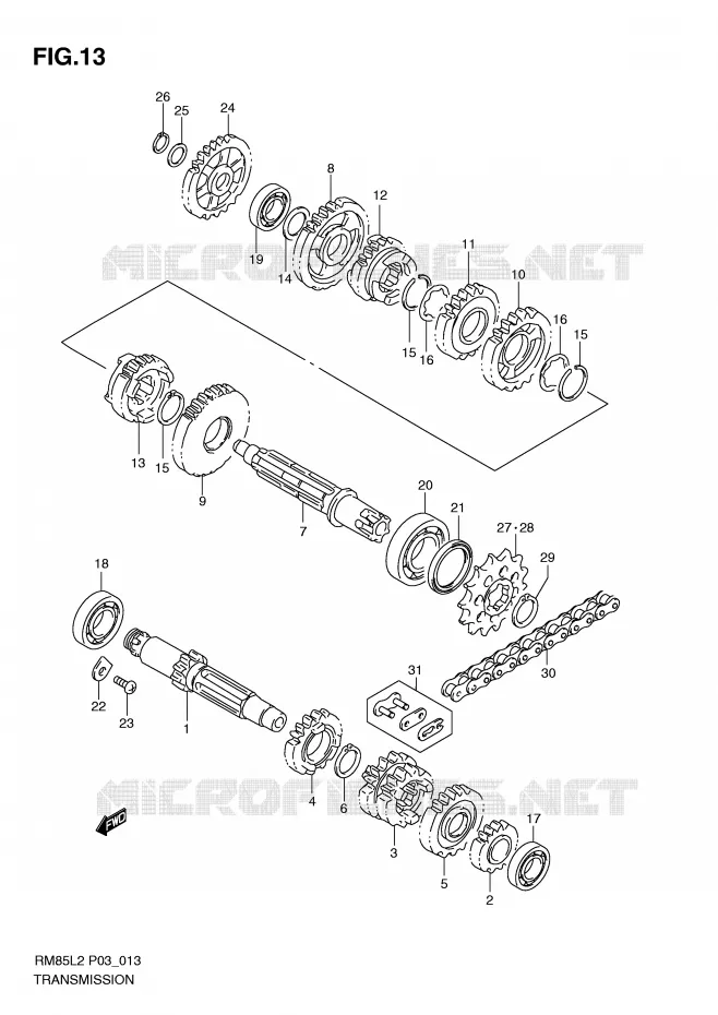 TRANSMISSION (RM85LL2 P03) Suzuki MOTO 85 RM 2012  RM85LL2(P03)