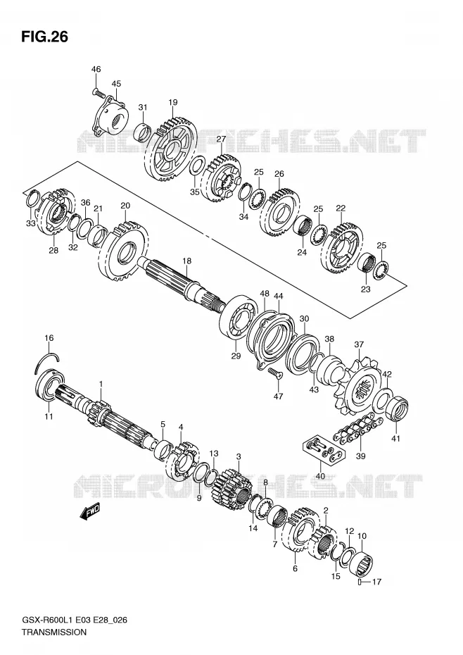 TRANSMISSION Suzuki MOTO 600 GSX-R 2011  GSX-R600L1(E3)