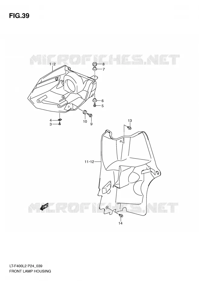 VOOR KOPLAMPBEHUIZING Suzuki QUAD 400 KINGQUAD 2012  LT-F400L2(P24)