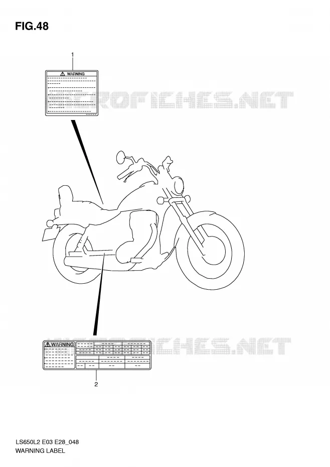 WAARSCHUWINGSLABEL (LS650L2 E28) Suzuki MOTO 650 BOULEVARD 2012  LS650L2(E03)