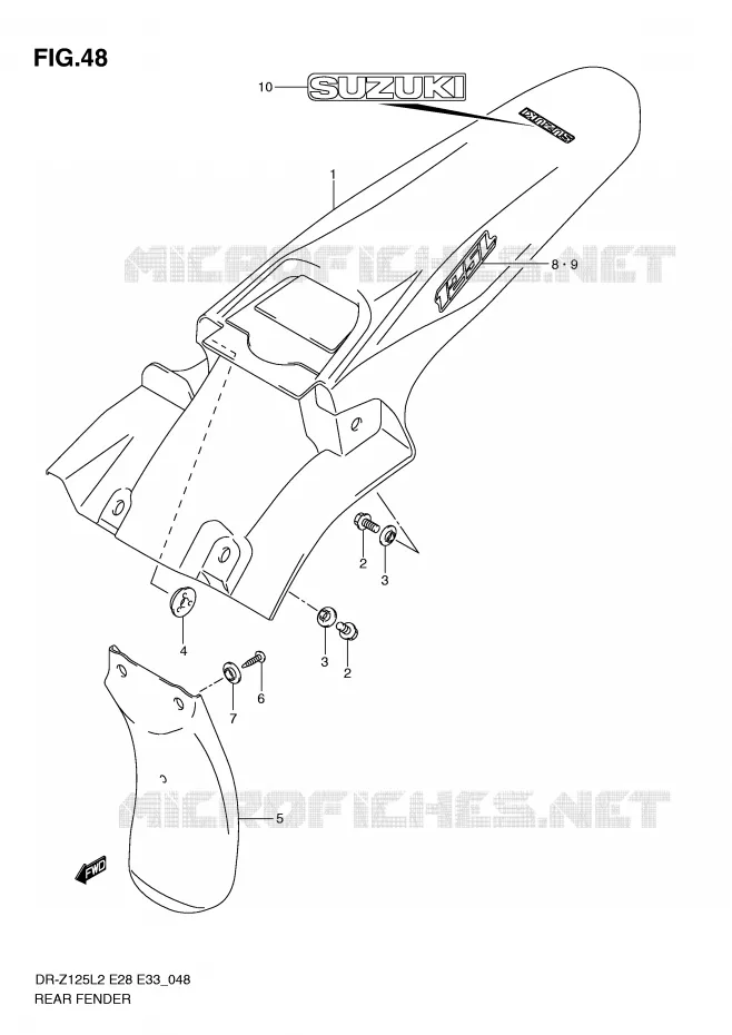 ACHTERSPATBORD (DR-Z125LL2 E33) Suzuki MOTO 125 DR-Z 2012  DR-Z125LL2(E28)