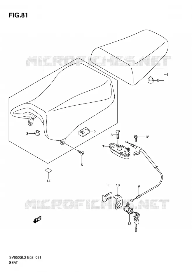 SEAT (SV650SL2 E24) Suzuki MOTO 650 SV 2012  SV650SL2(E02)