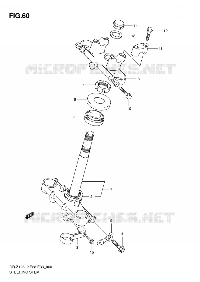 STUURKOLOM (DR-Z125LL2 E28) Suzuki MOTO 125 DR-Z 2012  DR-Z125L2(E28)