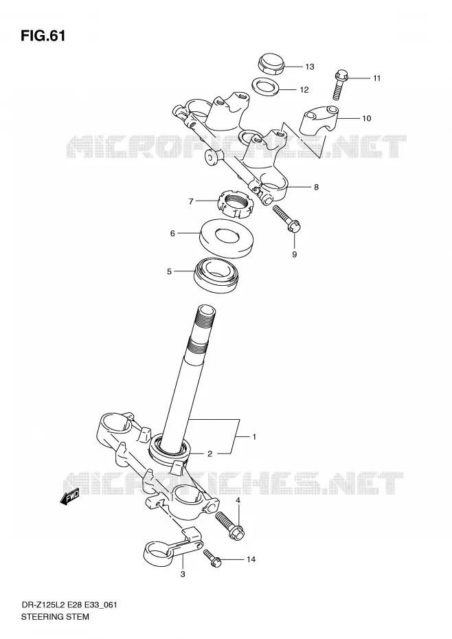 STUURKOLOM (DR-Z125LL2 E33) Suzuki MOTO 125 DR-Z 2012  DR-Z125L2(E28)