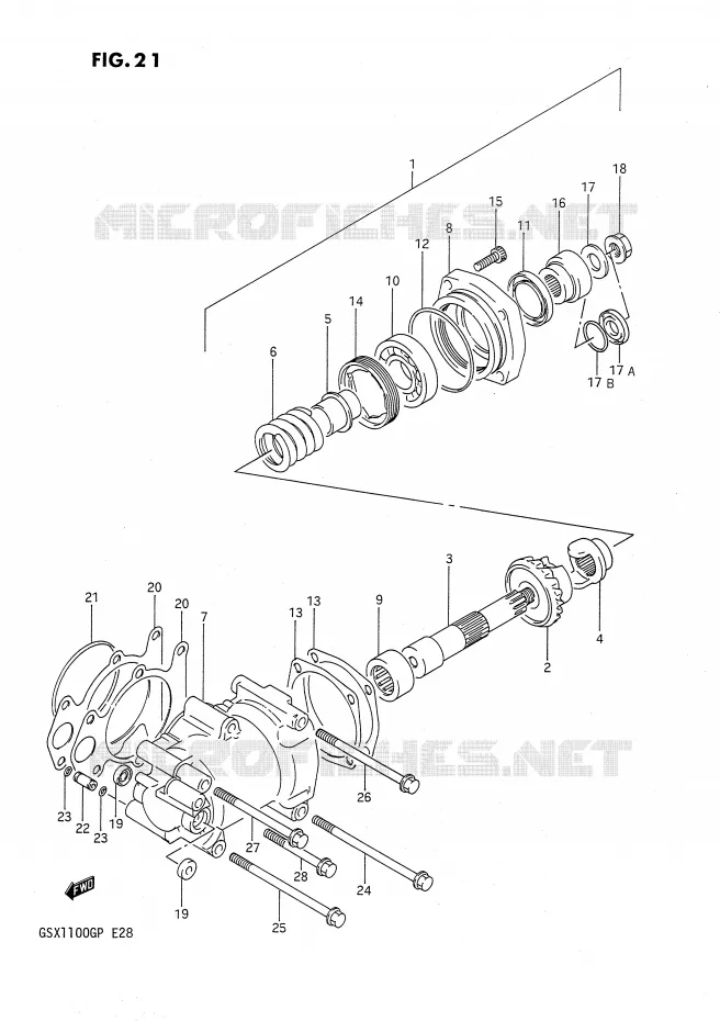 AANDRIJFAS (MODELE M) Suzuki MOTO 1100 GSX-G 1993  GSX1100GP(E28)