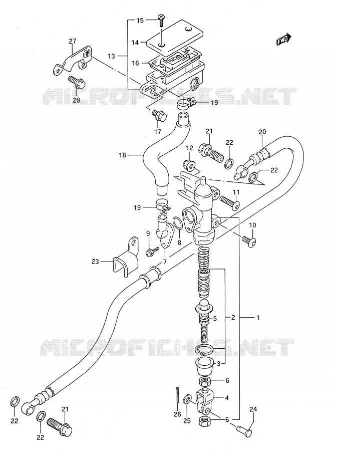 ACHTER HOOFDREMCILINDER (MODELE M/N) Suzuki MOTO 400 BANDIT-N 1993  GSF400P(E28)