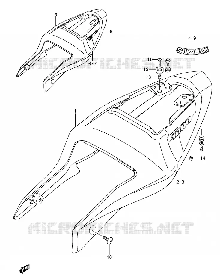 ACHTER KUIP  (MODELE K3) Suzuki MOTO 1000 GSX-R 2004  GSX-R1000U2K4(E2)