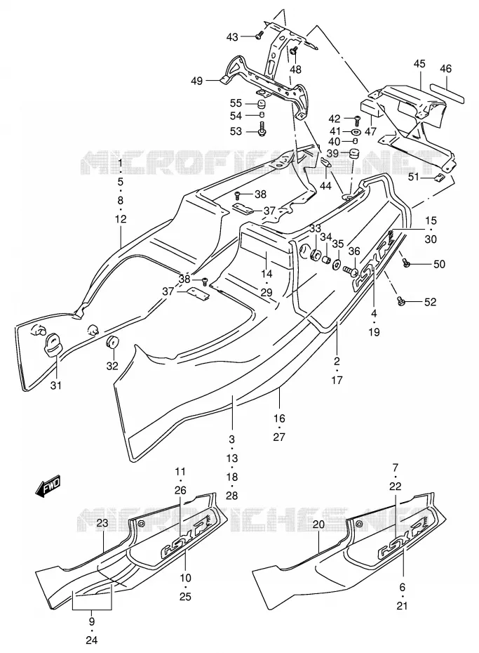 ACHTER KUIP  (MODELE L) Suzuki MOTO 400 GSX-R 1991  GSX-R400RFM(E30)