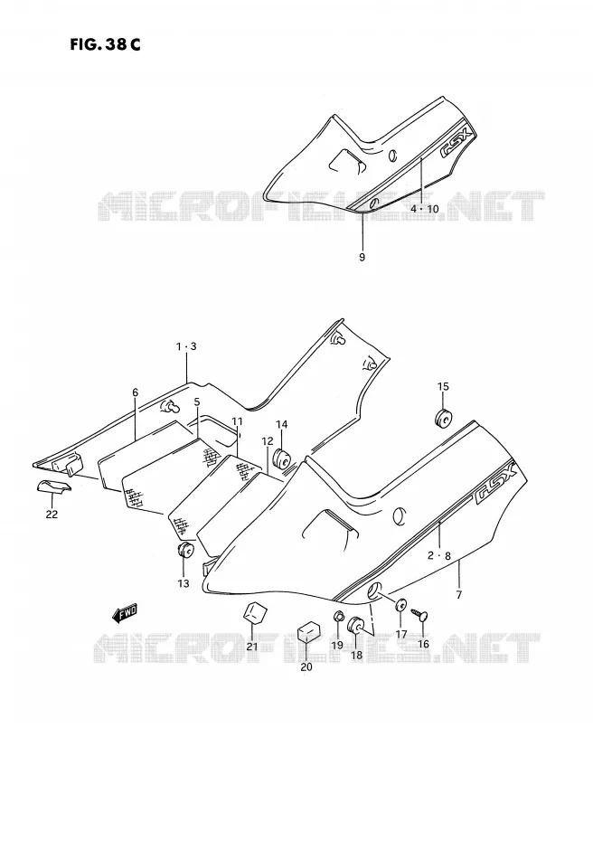 ACHTER KUIP  (MODELE M) Suzuki MOTO 1100 GSX-F 1991  GSX1100FM(E2)