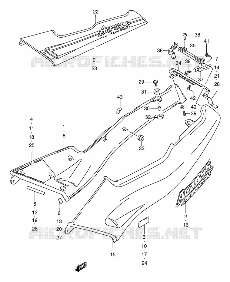 ACHTER KUIP  (MODELE M) Suzuki MOTO 250 GSX 1992  GSX250FN(E24)
