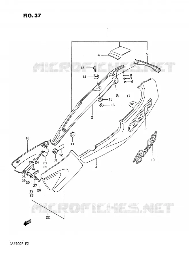 ACHTER KUIP  (MODELE M) Suzuki MOTO 400 BANDIT 1993  GSF400P(E2)