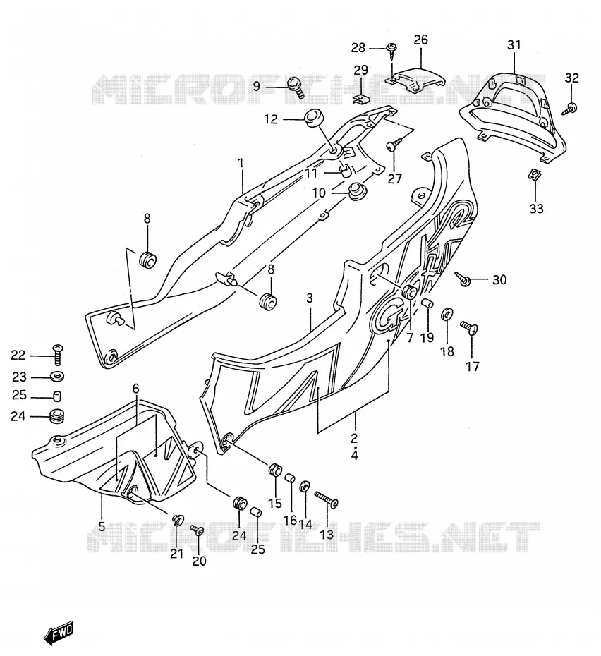 ACHTER KUIP  (MODELE N) Suzuki MOTO 750 GSX-R 1994  GSX-R750WR(E28)