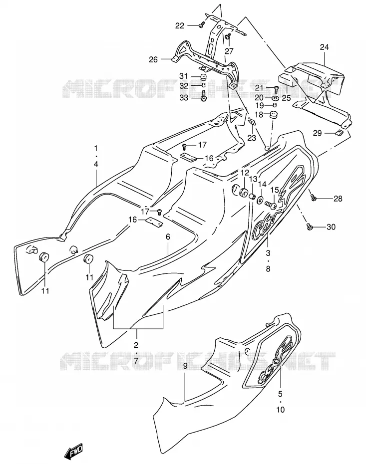 ACHTER KUIP  (MODELE P) Suzuki MOTO 400 GSX-R 1990  GSX-R400RL(E30)