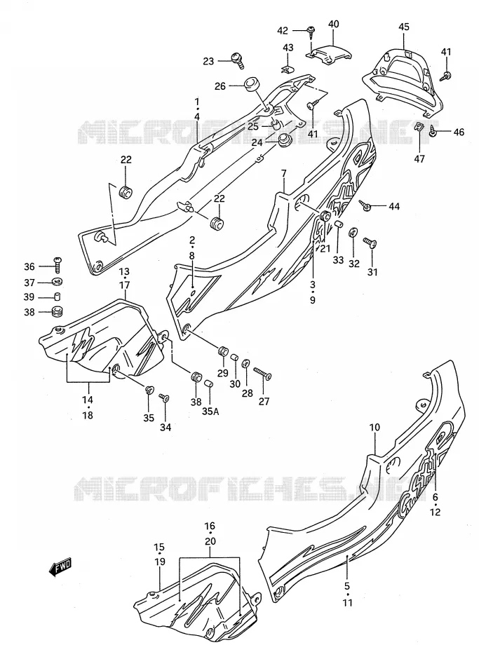 ACHTER KUIP  (MODELE P) Suzuki MOTO 750 GSX-R 1994  GSX-R750WR(E28)