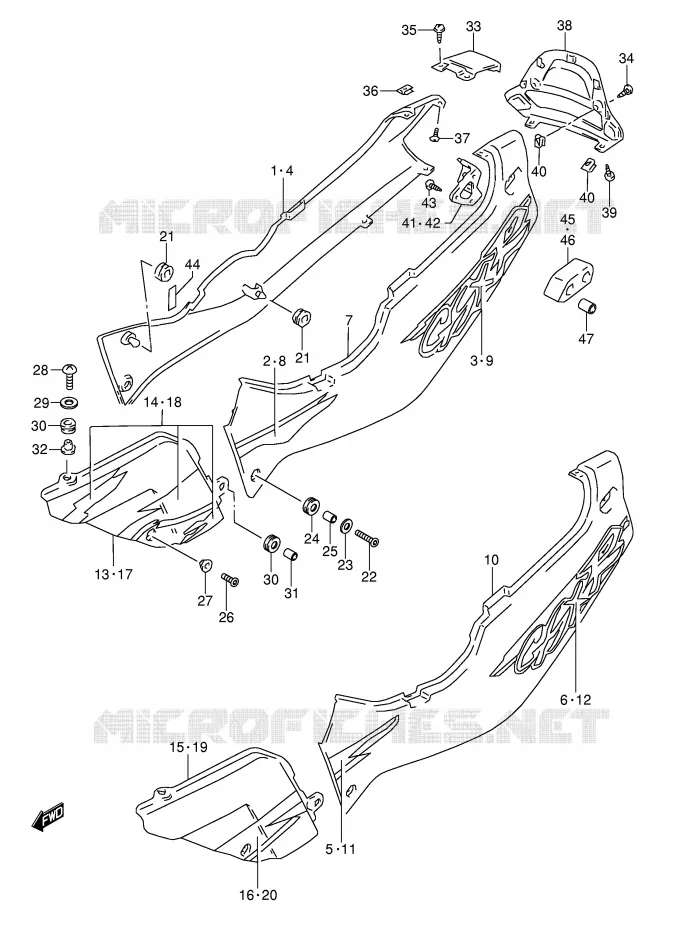 ACHTER KUIP  (MODELE R) Suzuki MOTO 1100 GSX-R 1997  GSX-R1100WV(E28)