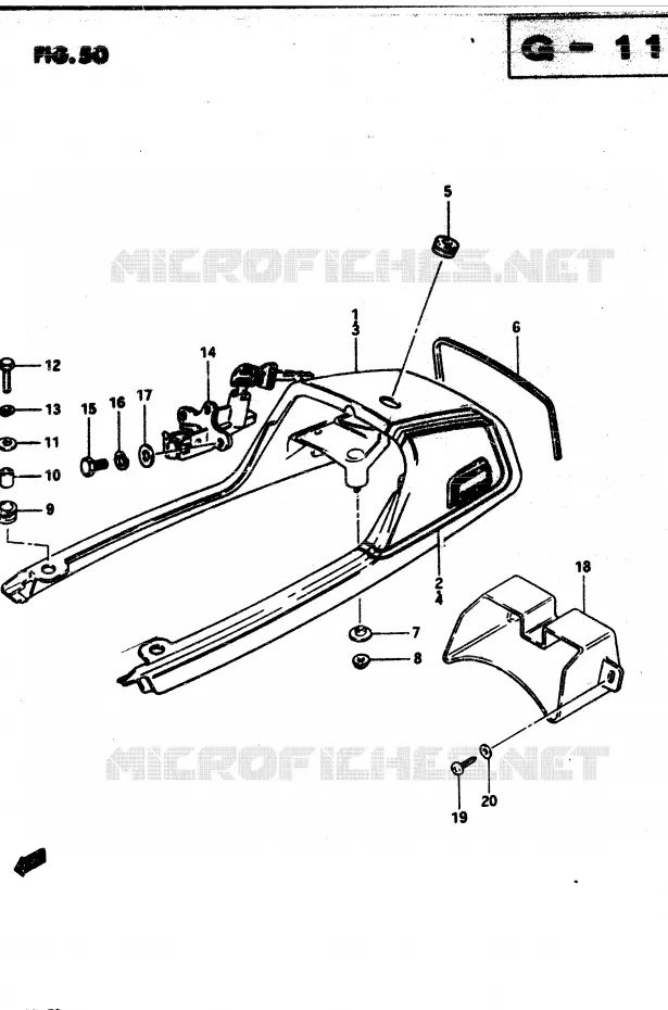 ACHTER KUIP - SEAT COWL (MODELE D) Suzuki MOTO 850 GS 1982  GS850GZ(E1)
