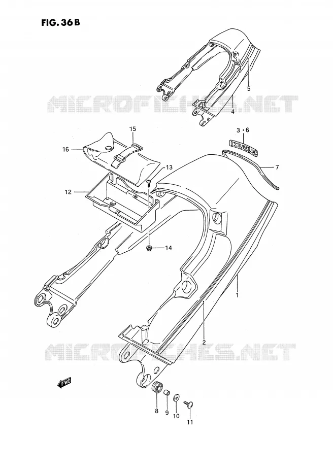 ACHTER KUIP - SEAT COWL (MODELE L) Suzuki MOTO 1100 GSX-F 1991  GSX1100FM(E2)