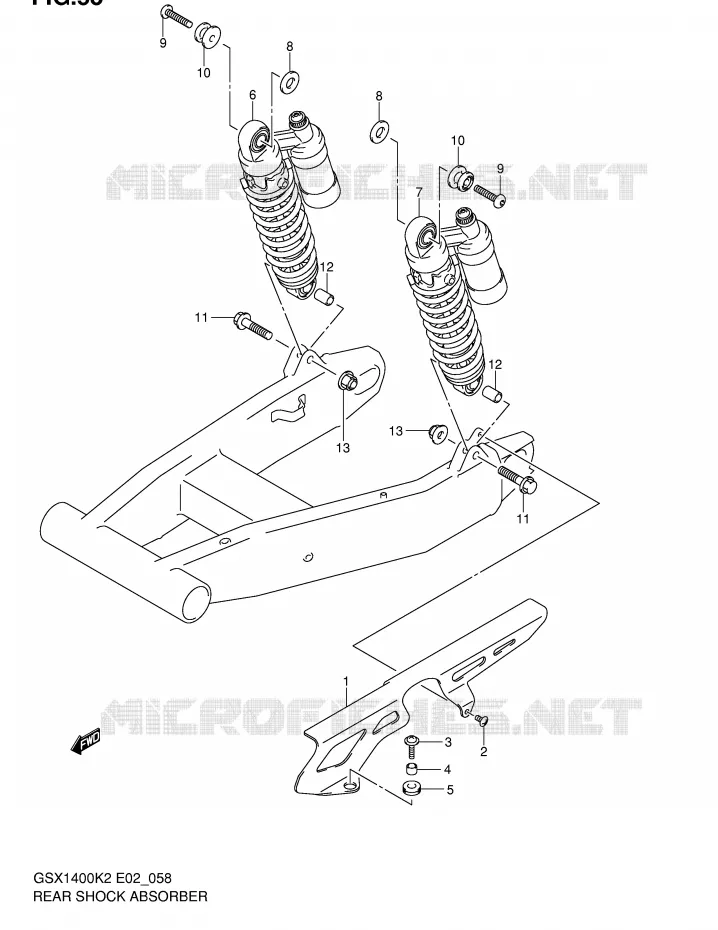 ACHTER SCHOKDEMPER (MODELE K2/K3) Suzuki MOTO 1400 GSX 2003  GSX1400K3(E2)