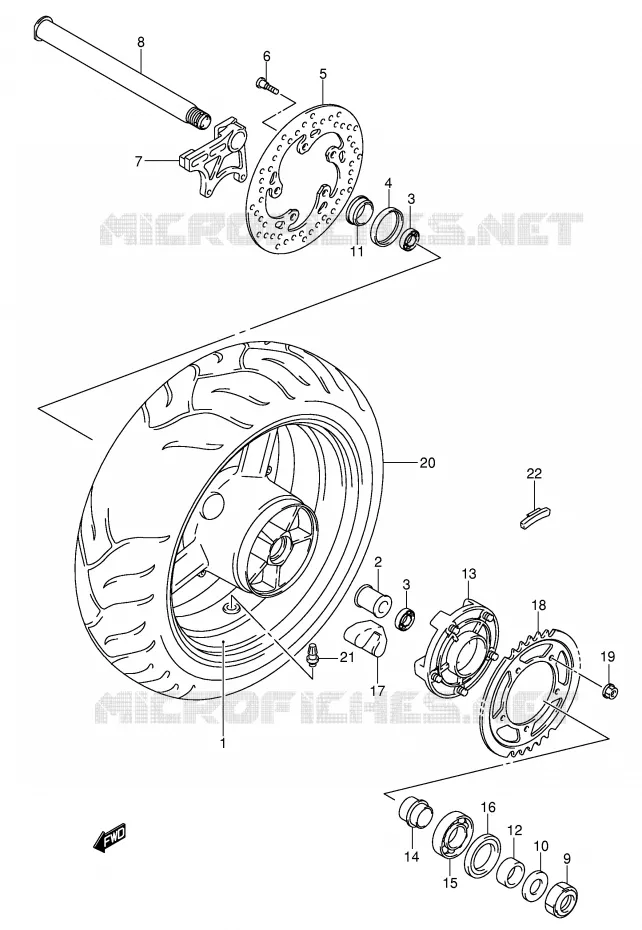 ACHTERWIEL (GSX-R750K4/U2K4/K5/U2K5) Suzuki MOTO 750 GSX-R 2005  GSX-R750XK5(E2)