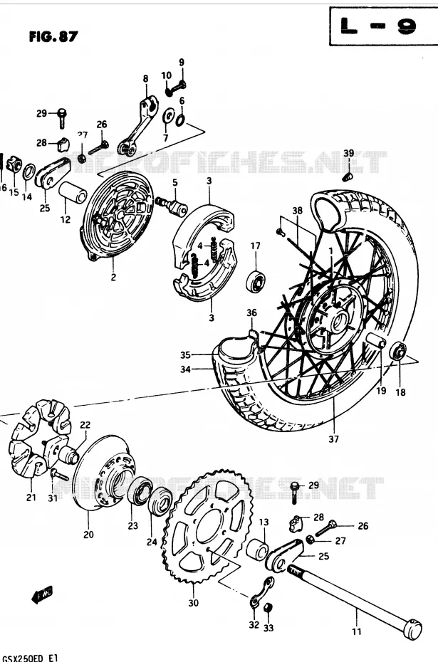 ACHTERWIEL (GSX250Z/D E24, GSX250SZ E24) Suzuki MOTO 250 GSX 1982  GSX250EZ(Z/D)