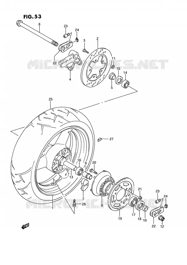 ACHTERWIEL (MODELE N/P) Suzuki MOTO 750 GSX-R 1992  GSX-R750WN(E2)
