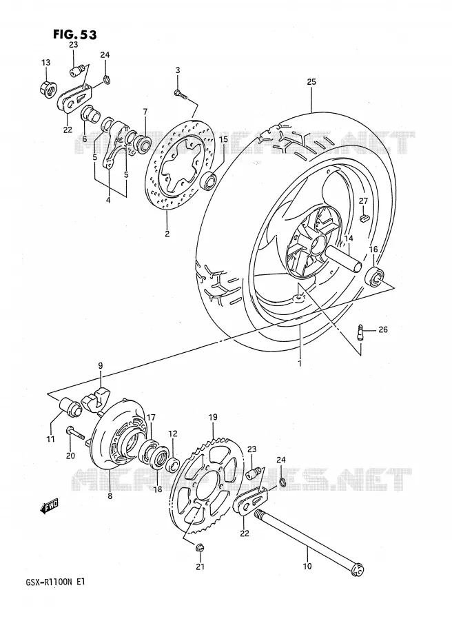 ACHTERWIEL Suzuki MOTO 1100 GSX-R 1991  GSX-R1100M(E1)