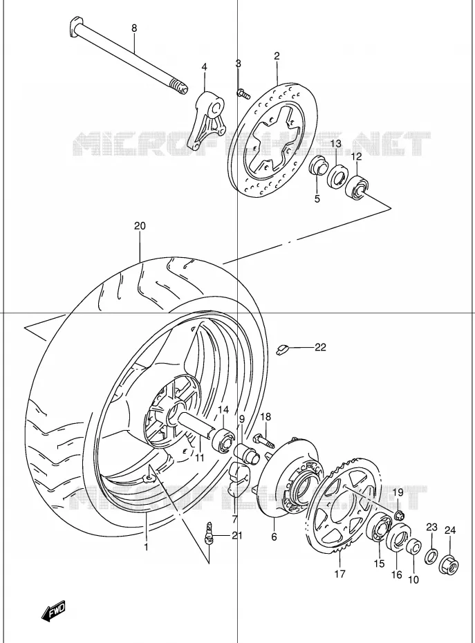 ACHTERWIEL Suzuki MOTO 1200 BANDIT 2003  GSF1200SK3(E2)