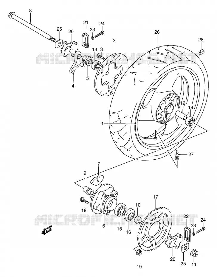 ACHTERWIEL Suzuki MOTO 250 BANDIT 2000  GSF250VY(E24)