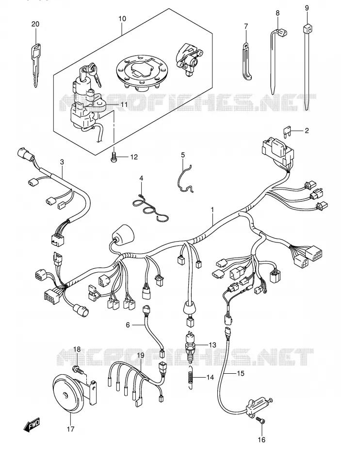 BEDRADING (GSF1200SK3/SK4/SK5/SZK5) Suzuki MOTO 1200 BANDIT 2004  GSF1200ZK4(E2)