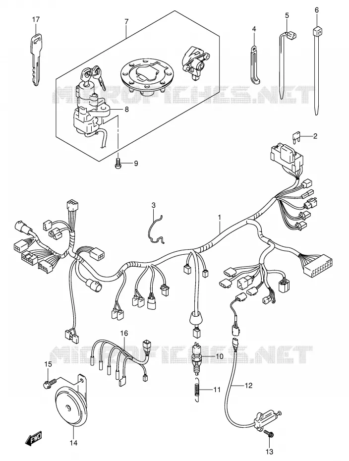 BEDRADING (GSF600K3/K4/UK3/UK4/ZK4) Suzuki MOTO 600 BANDIT 2002  GSF600SUK2(E2)