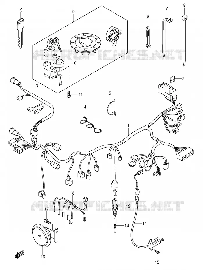 BEDRADING (GSF600SK3/SK4/SUK3/SUK4) Suzuki MOTO 600 BANDIT 2000  GSF600Y(E2)