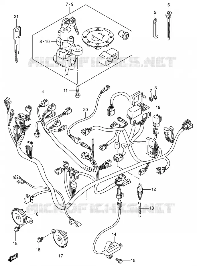 BEDRADING (GSX1400K2/UK2/K3/UK3) Suzuki MOTO 1400 GSX 2003  GSX1400U1K3(E2)