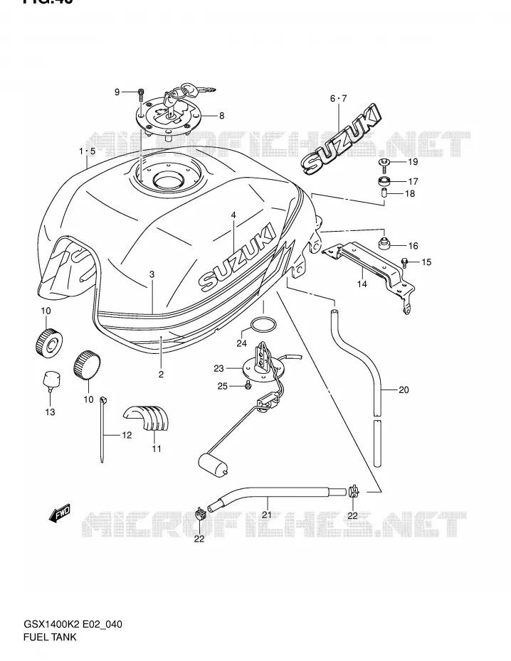 BENZINETANK (MODELE K2) Suzuki MOTO 1400 GSX 2003  GSX1400U1K3(E2)
